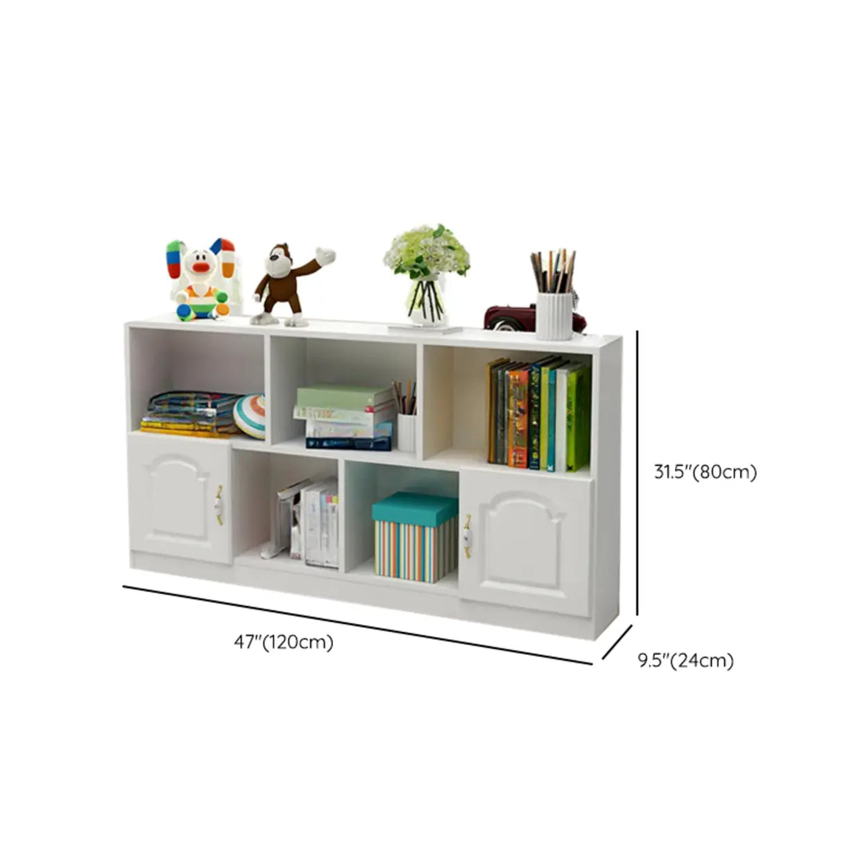 Simple White Modern Rectangular Storage Wide Bookcase Image - 23