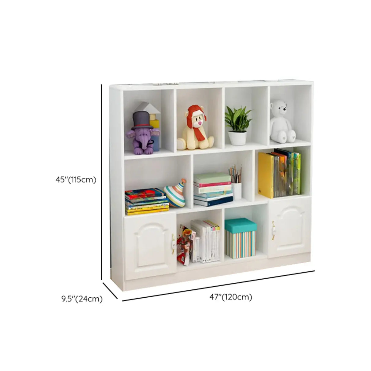 Simple White Modern Rectangular Storage Wide Bookcase Image - 26