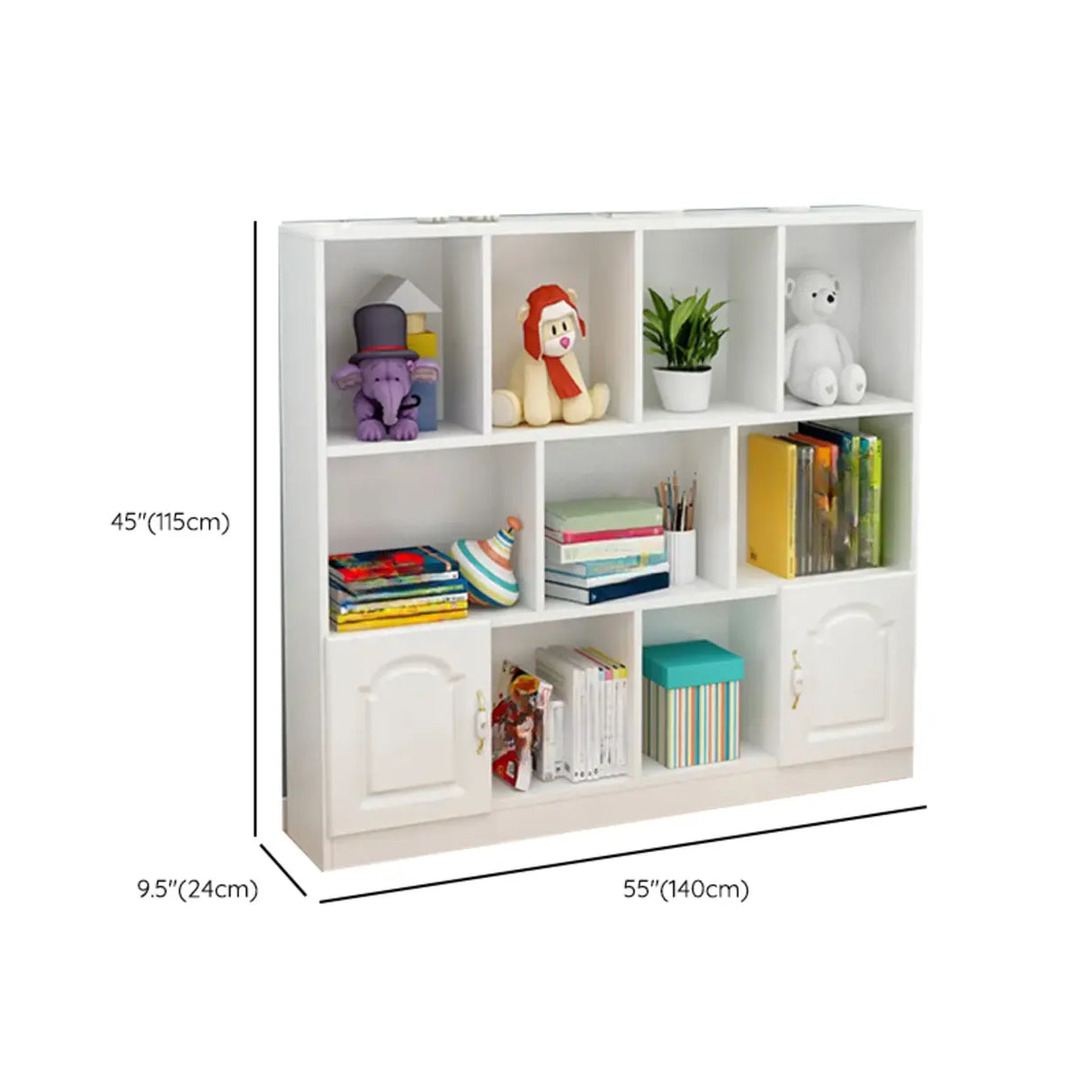 Simple White Modern Rectangular Storage Wide Bookcase Image - 27
