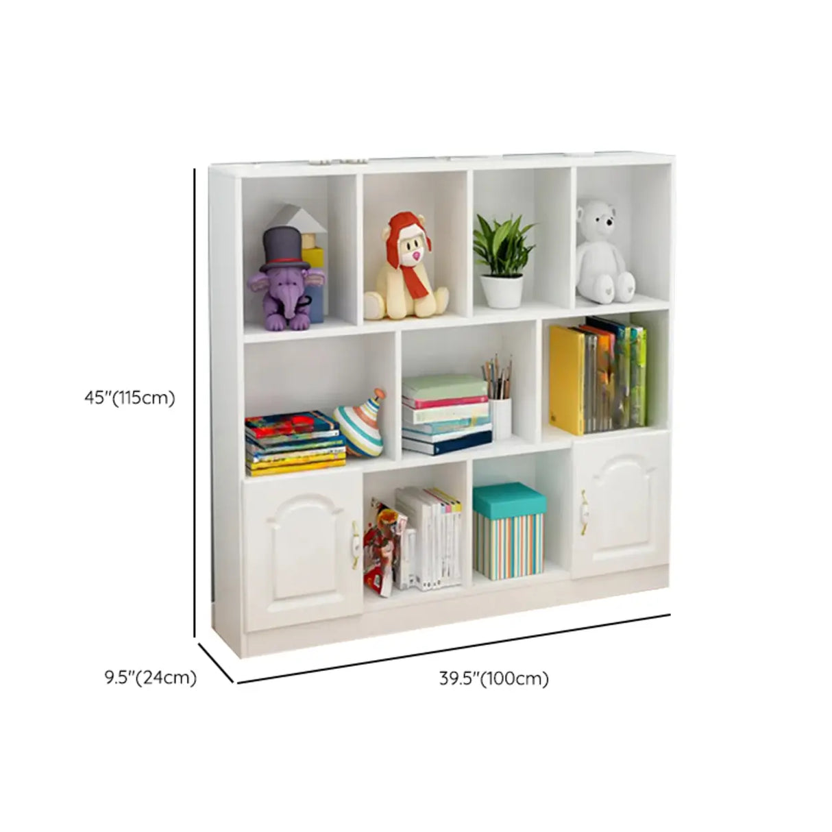 Simple White Modern Rectangular Storage Wide Bookcase Image - 28