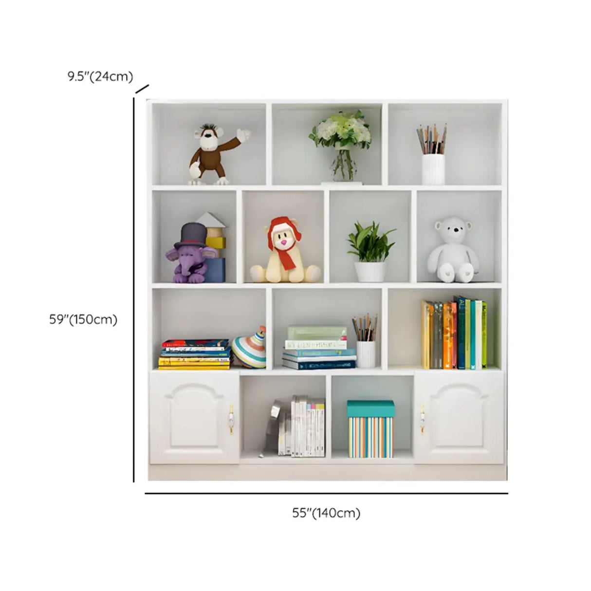 Simple White Modern Rectangular Storage Wide Bookcase Image - 31