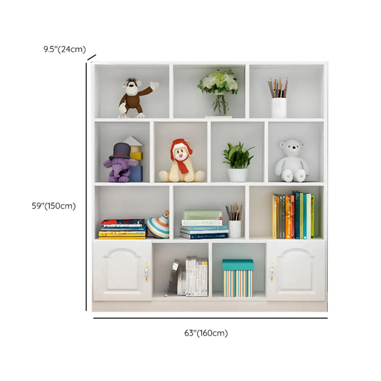 Simple White Modern Rectangular Storage Wide Bookcase Image - 32