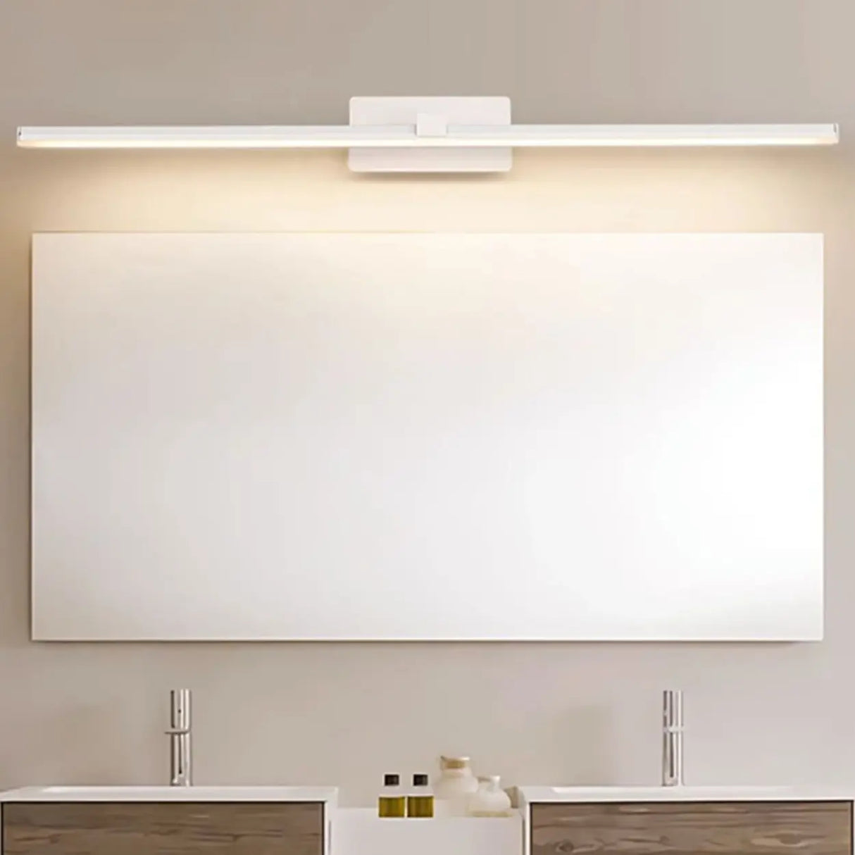Simple White Rectangular LED Bathroom Vanity Light Image - 4
