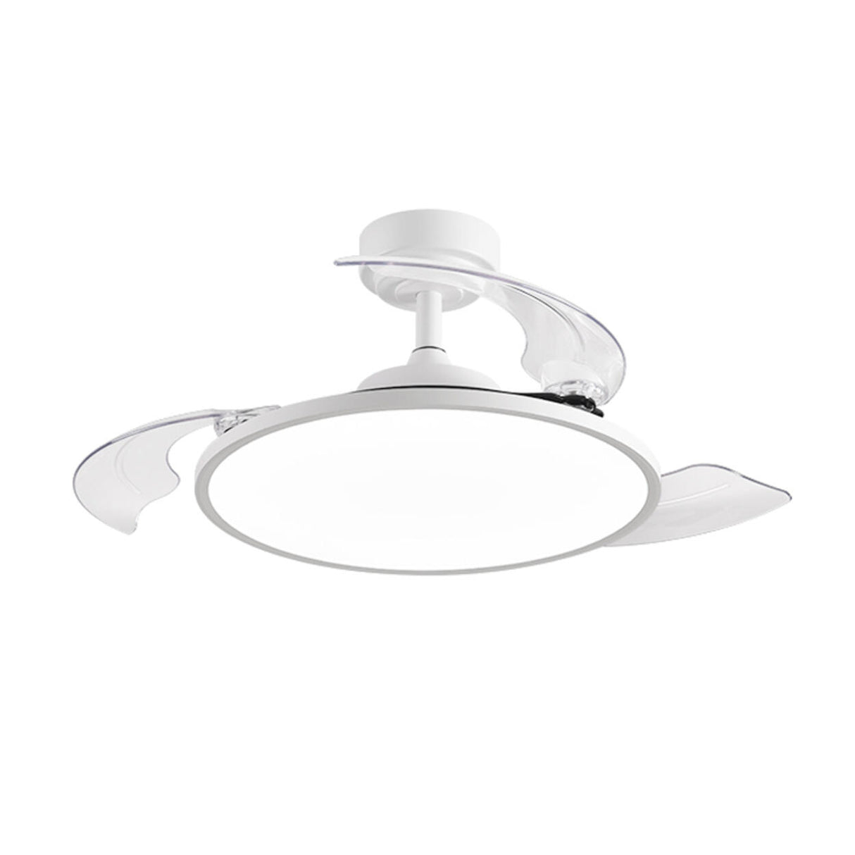 Simple White Round Retractable Blade Ceiling Fan Light Image - 5