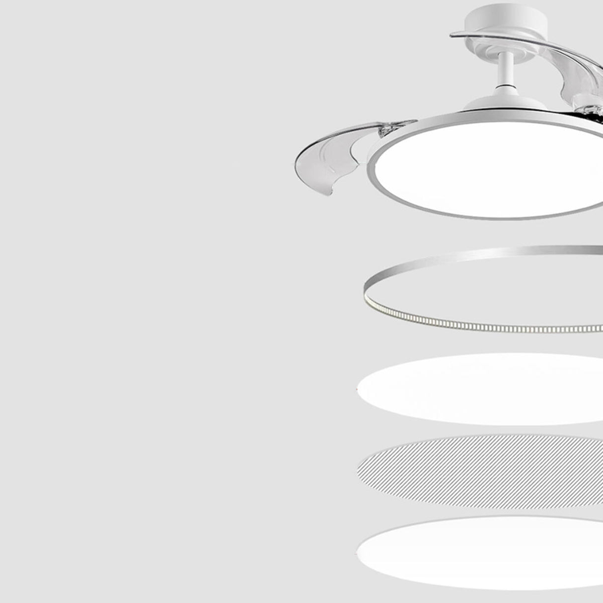 Simple White Round Retractable Blade Ceiling Fan Light Image - 6