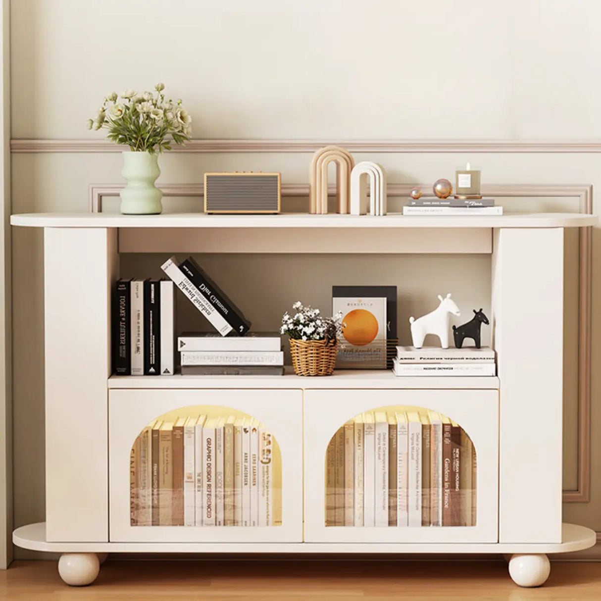 Simple White Small Artificial Wood Display Bookcase Image - 4