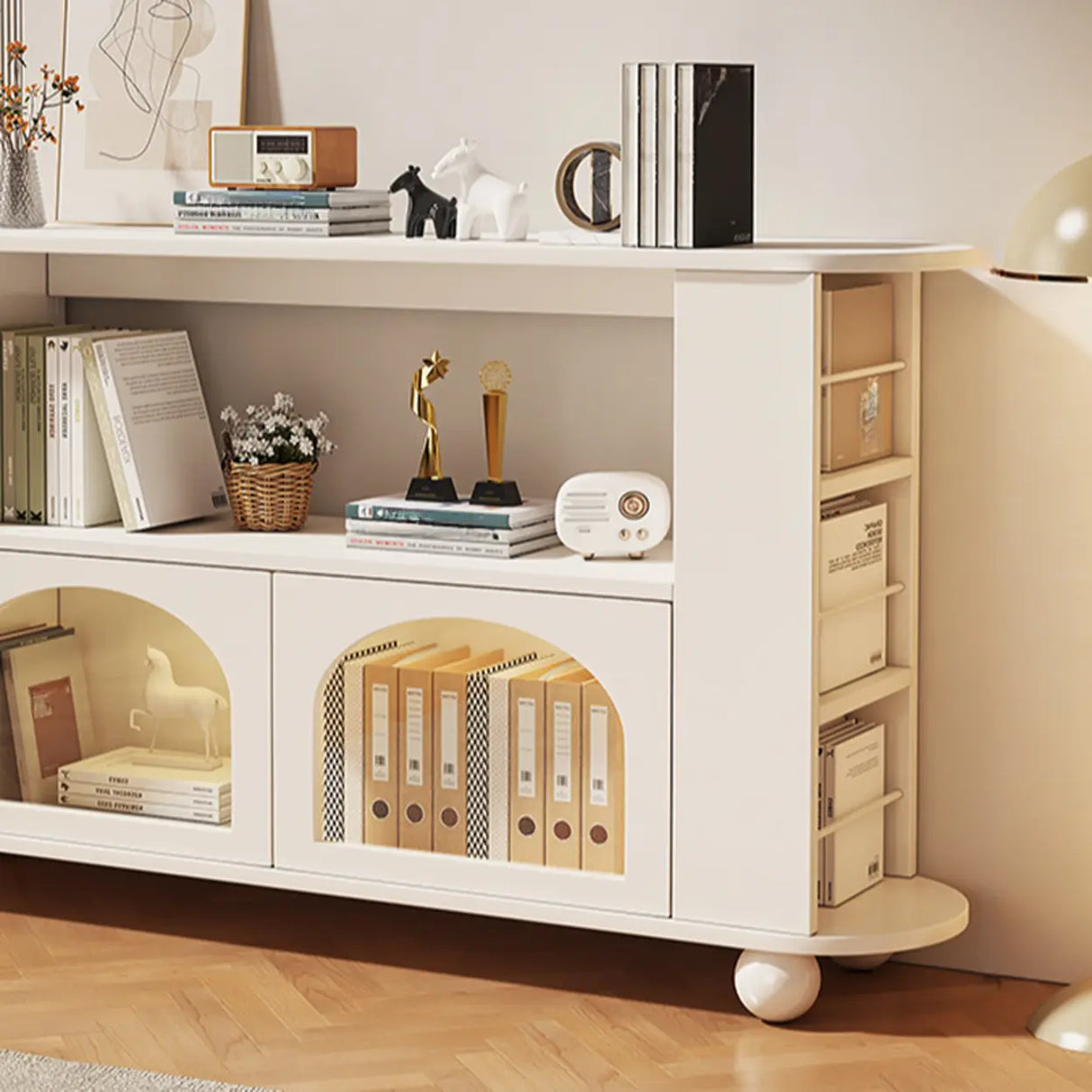 Simple White Small Artificial Wood Display Bookcase Image - 7