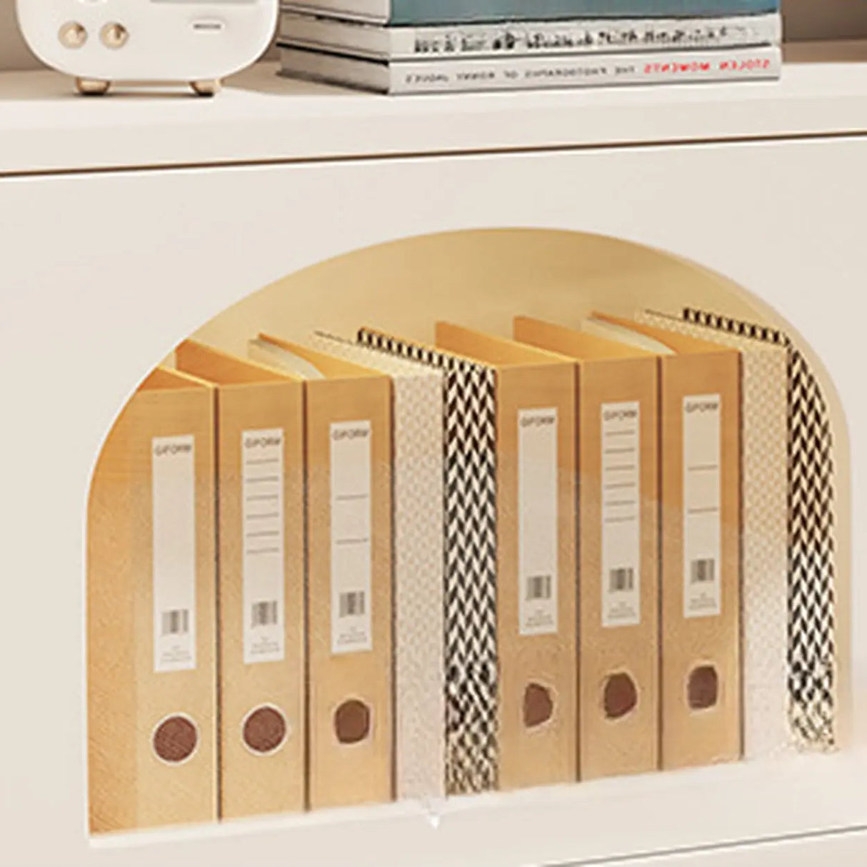 Simple White Small Artificial Wood Display Bookcase Image - 9