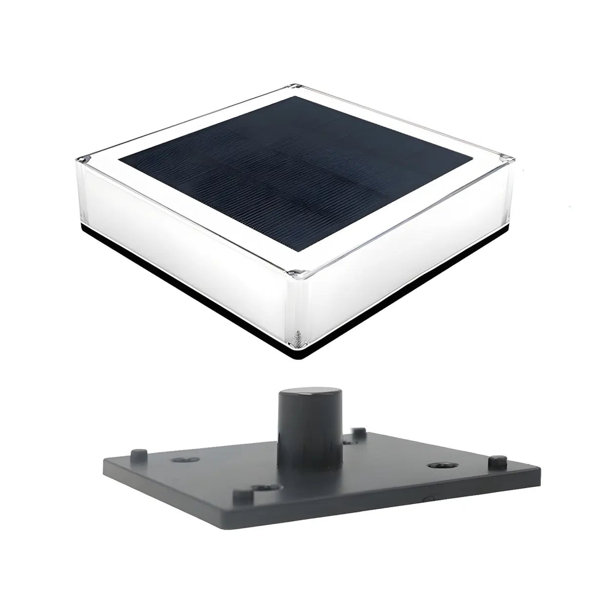 Simple White Square Solar Waterproof Pool Post Light Image - 11