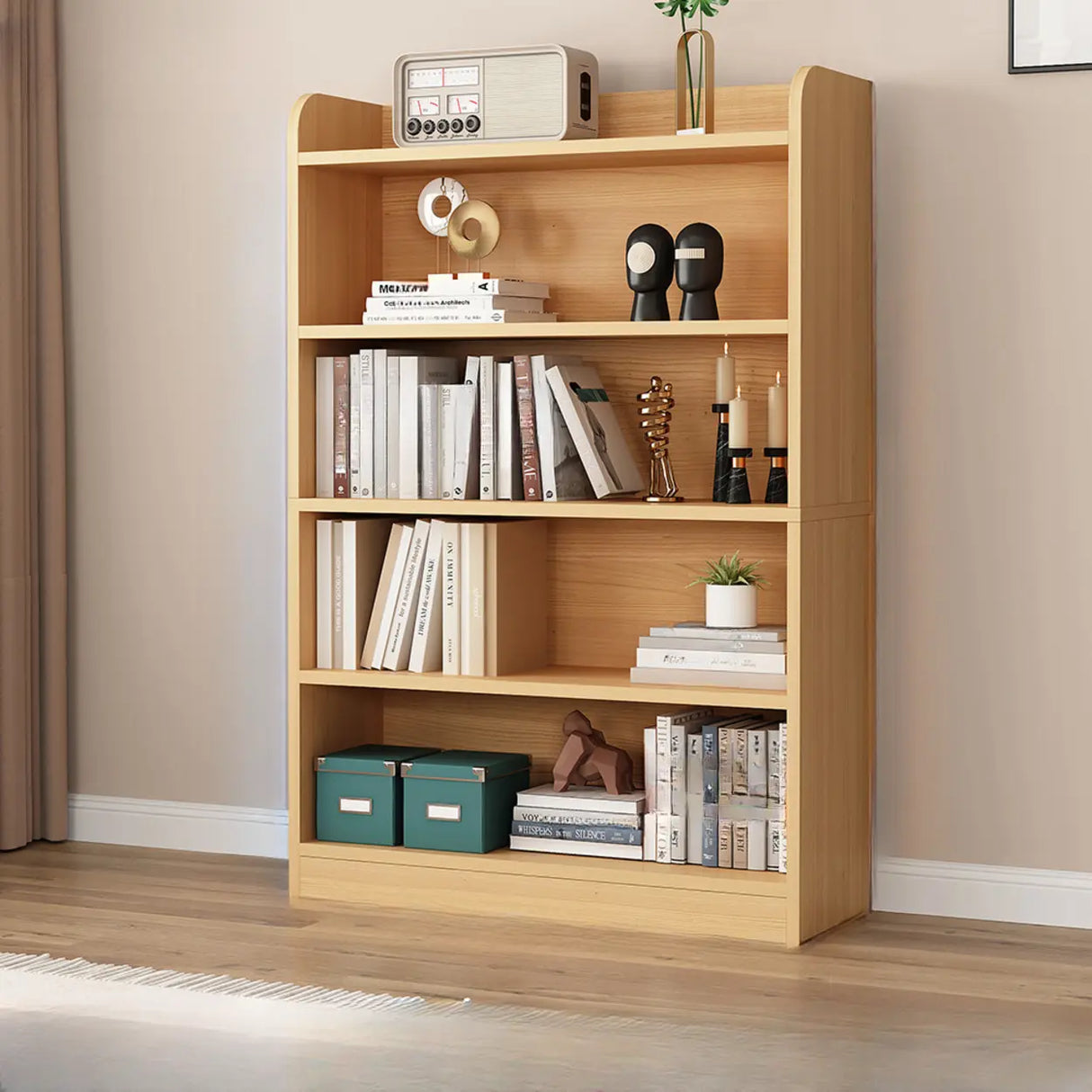 Simple White Vertical Wooden Small Storage Bookcase Image - 12