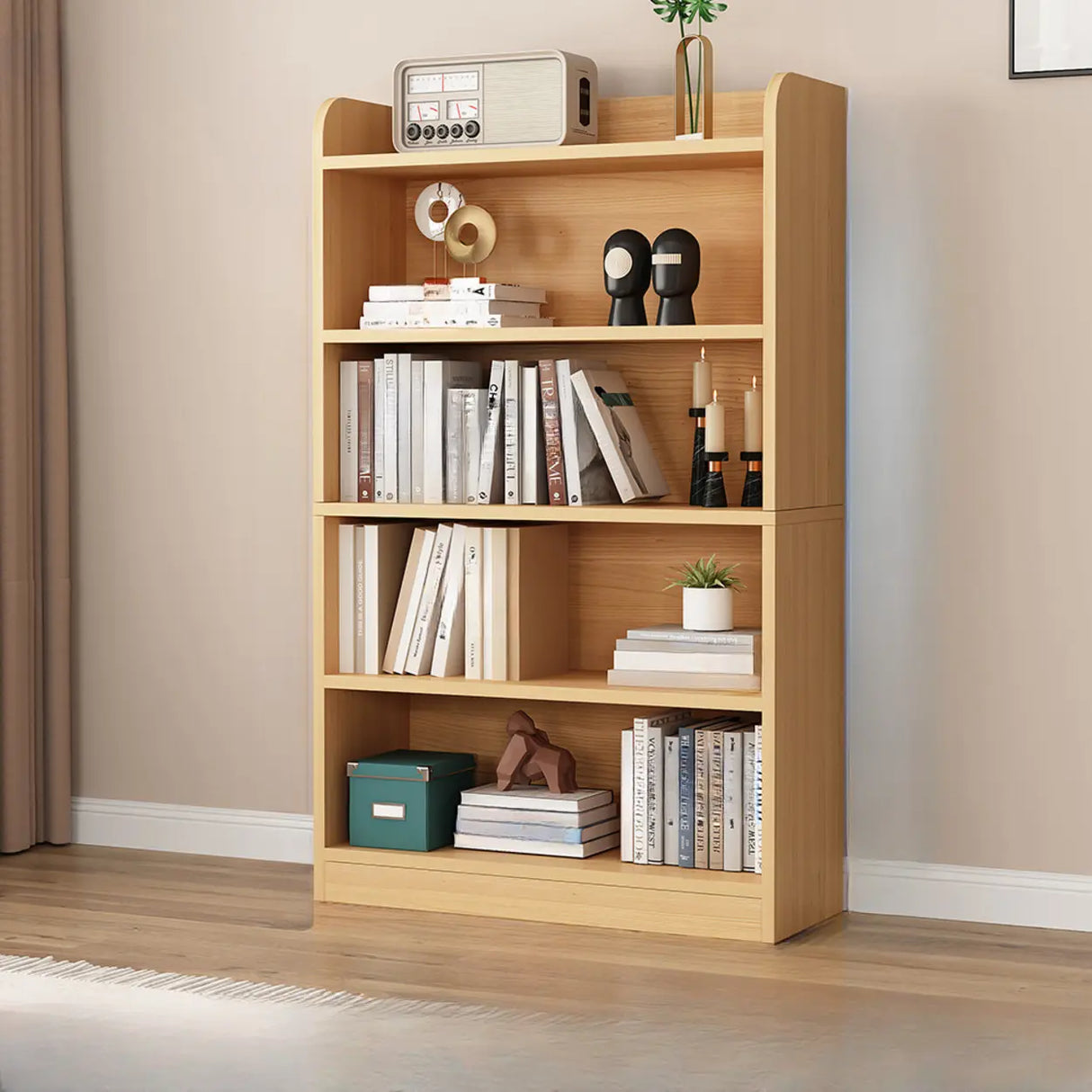 Simple White Vertical Wooden Small Storage Bookcase Image - 13