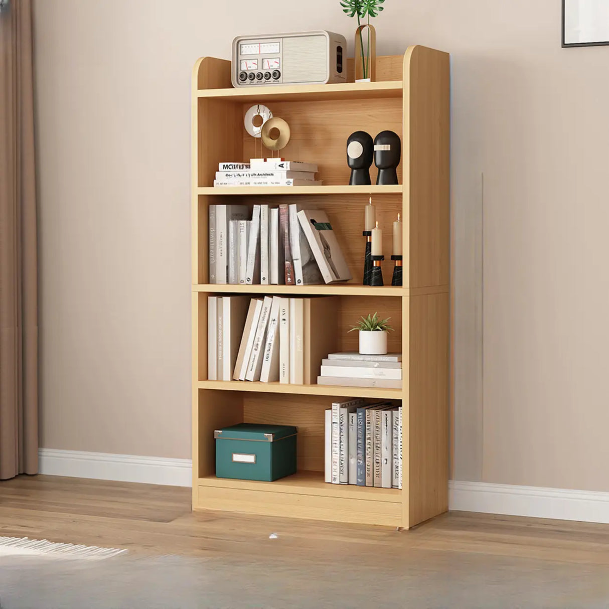 Simple White Vertical Wooden Small Storage Bookcase Image - 14