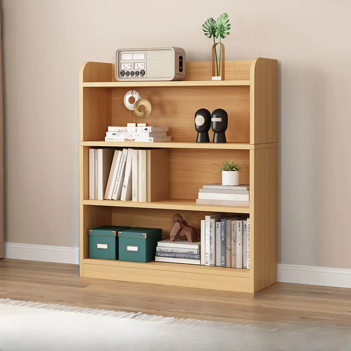 Simple White Vertical Wooden Small Storage Bookcase Image - 15