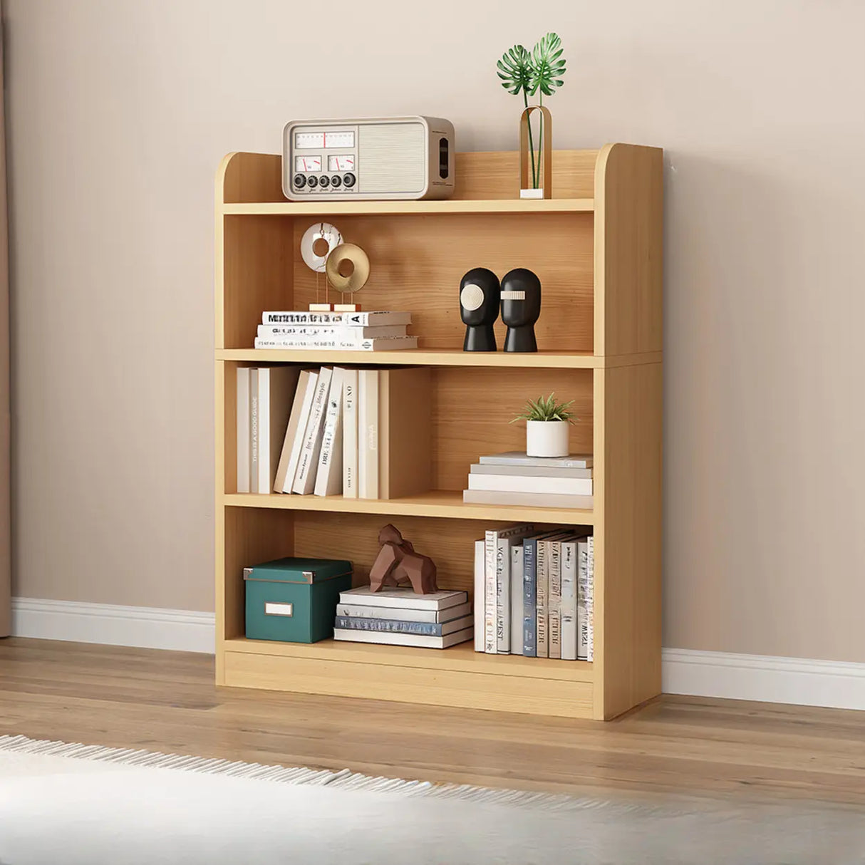 Simple White Vertical Wooden Small Storage Bookcase Image - 16