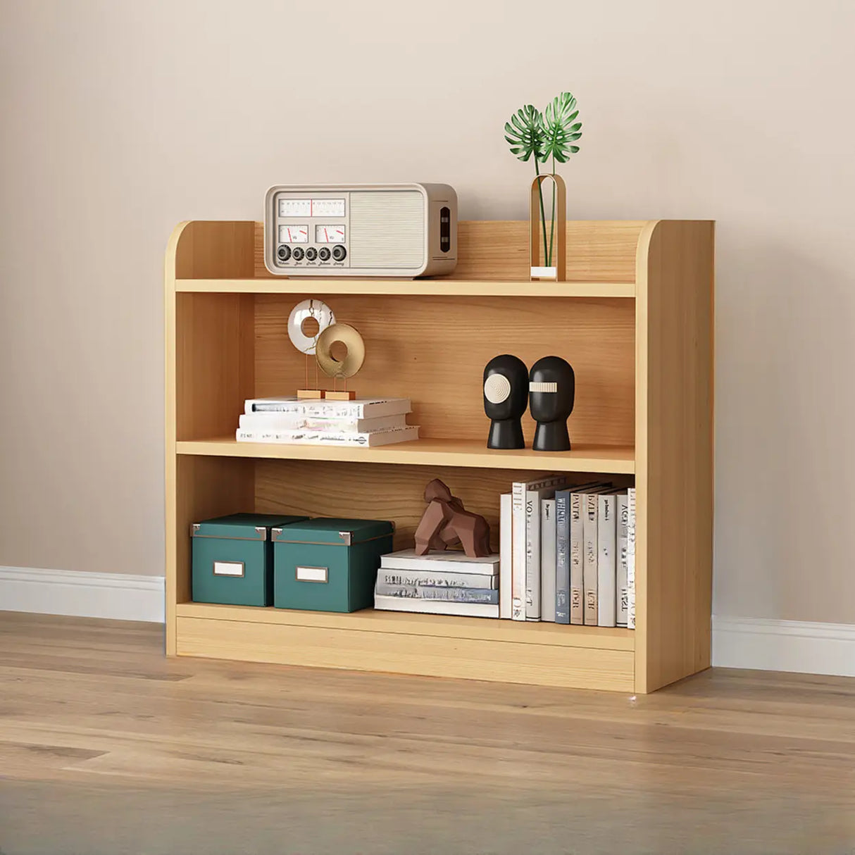 Simple White Vertical Wooden Small Storage Bookcase Image - 18