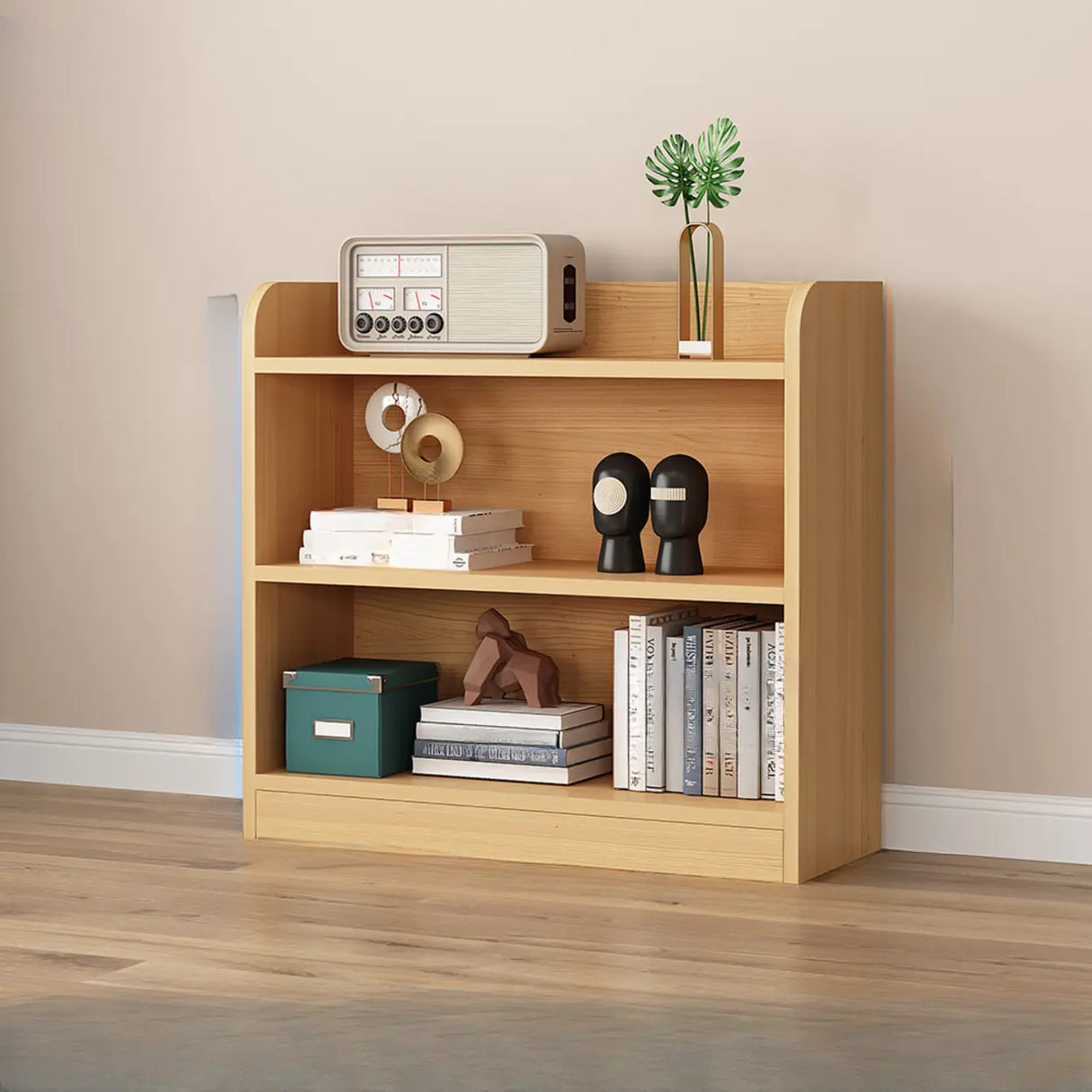 Simple White Vertical Wooden Small Storage Bookcase Image - 19