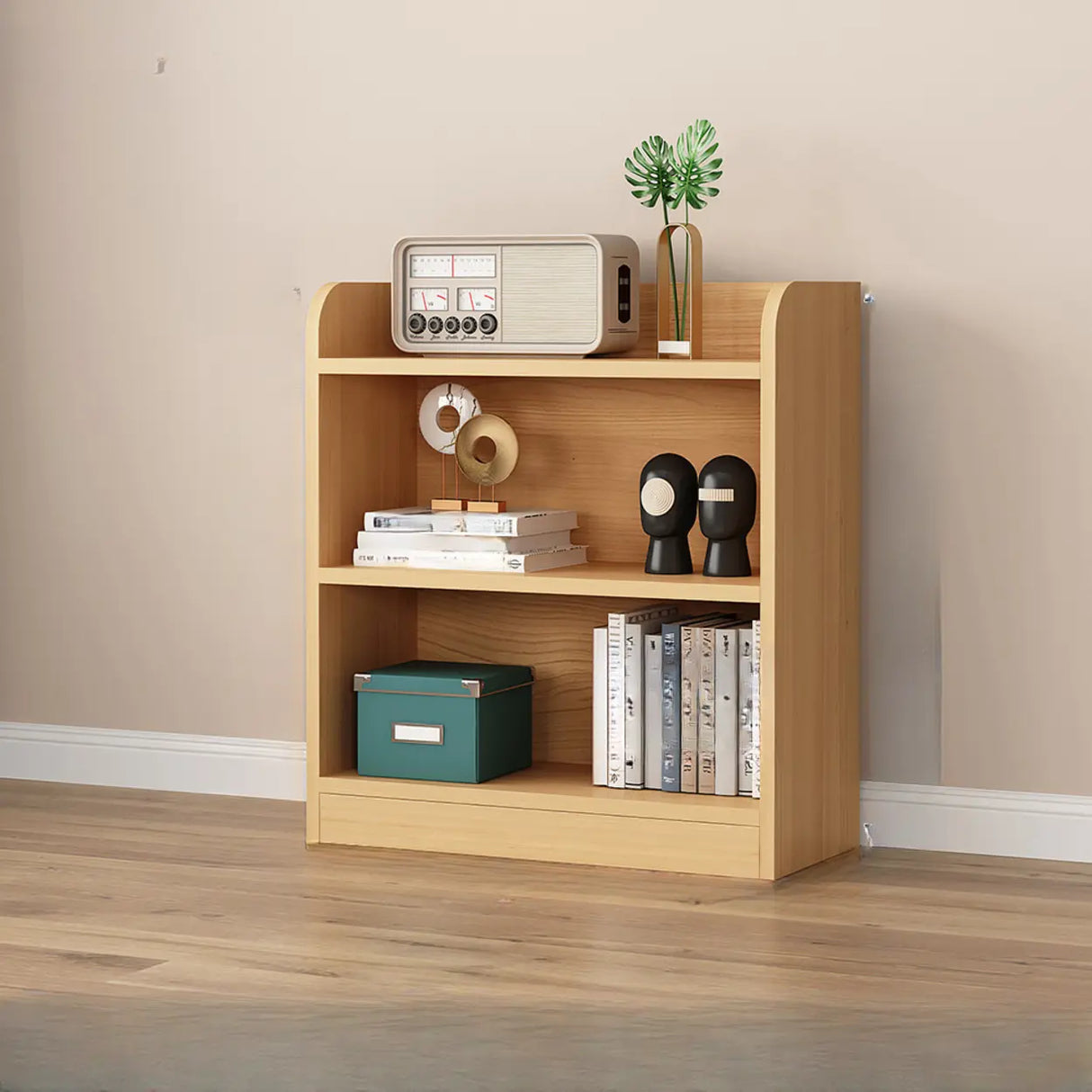 Simple White Vertical Wooden Small Storage Bookcase Image - 20