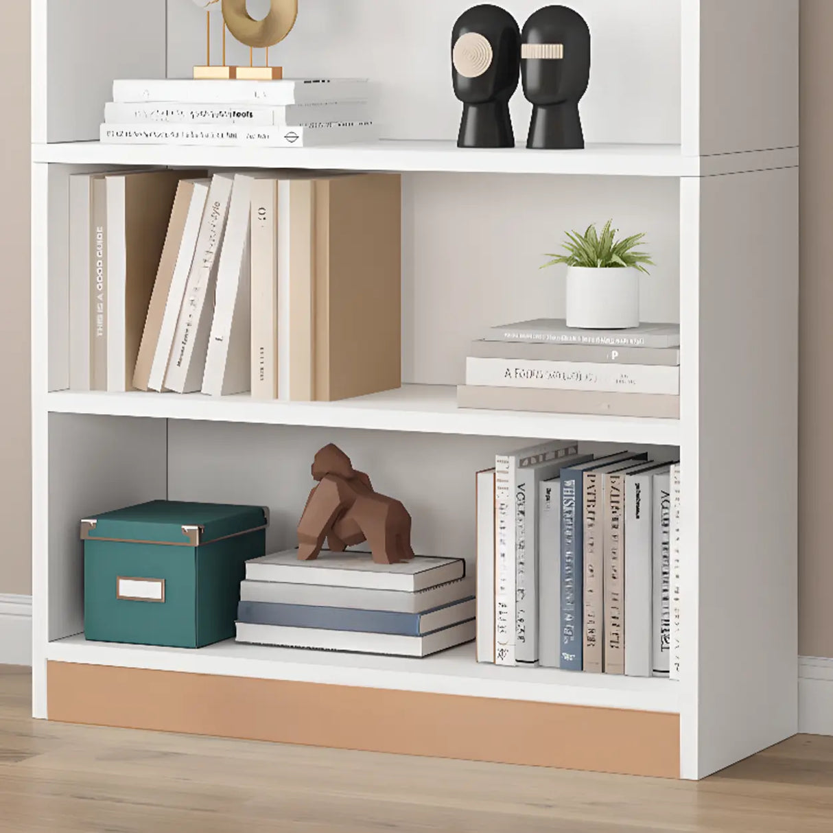 Simple White Vertical Wooden Small Storage Bookcase Image - 23