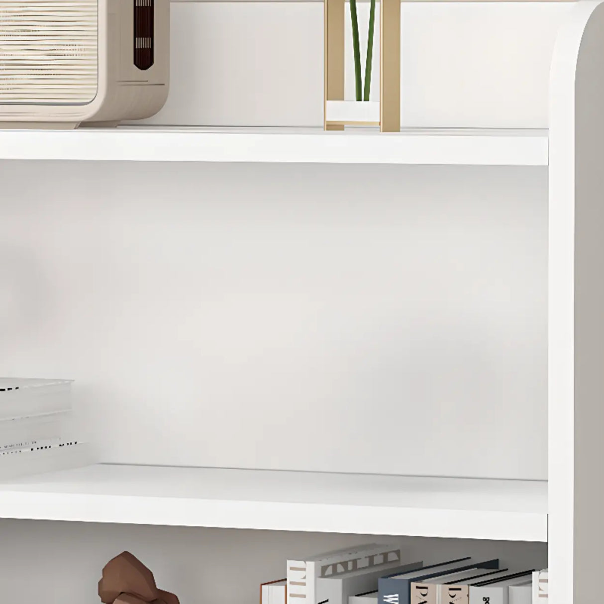 Simple White Vertical Wooden Small Storage Bookcase Image - 24