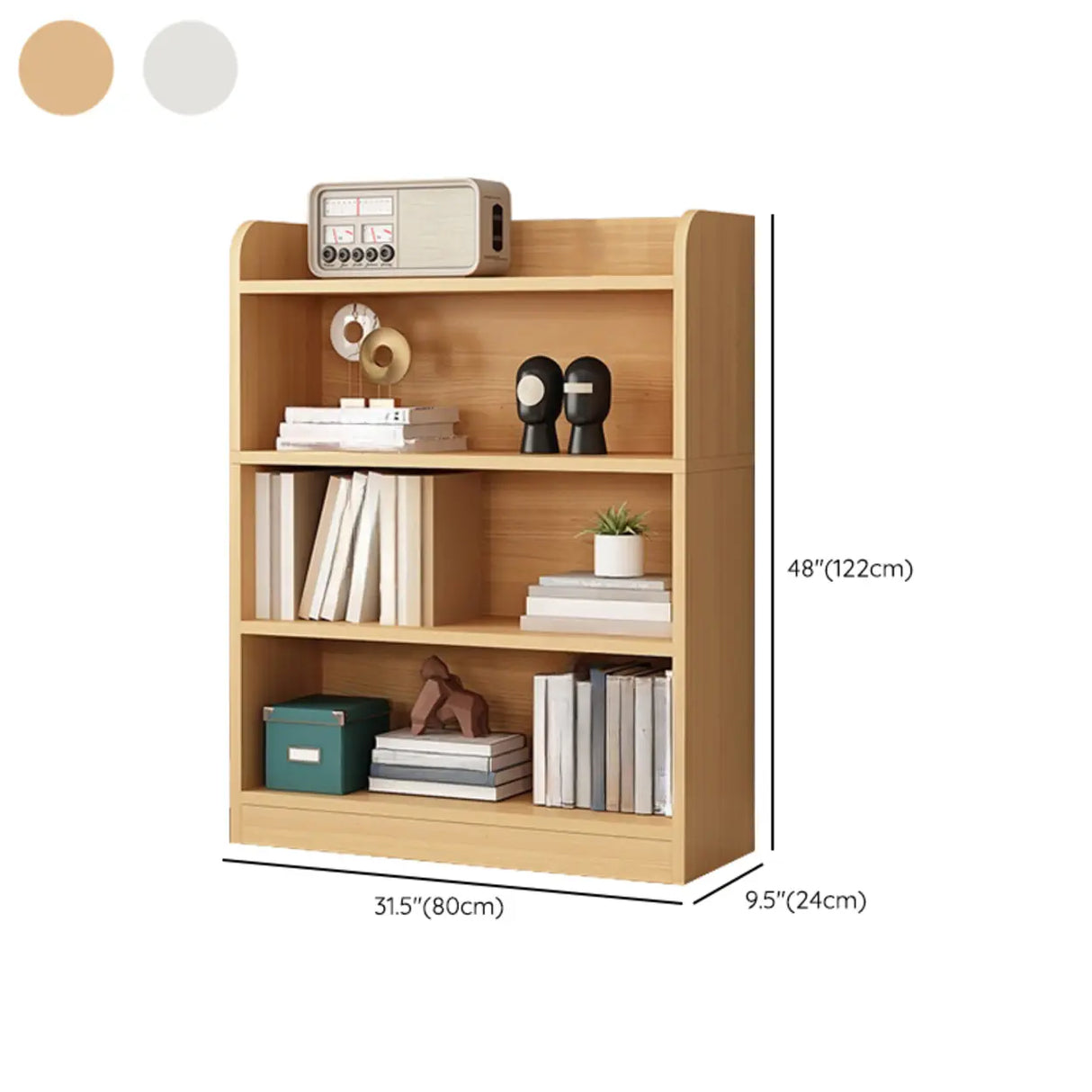 Simple White Vertical Wooden Small Storage Bookcase Image - 29