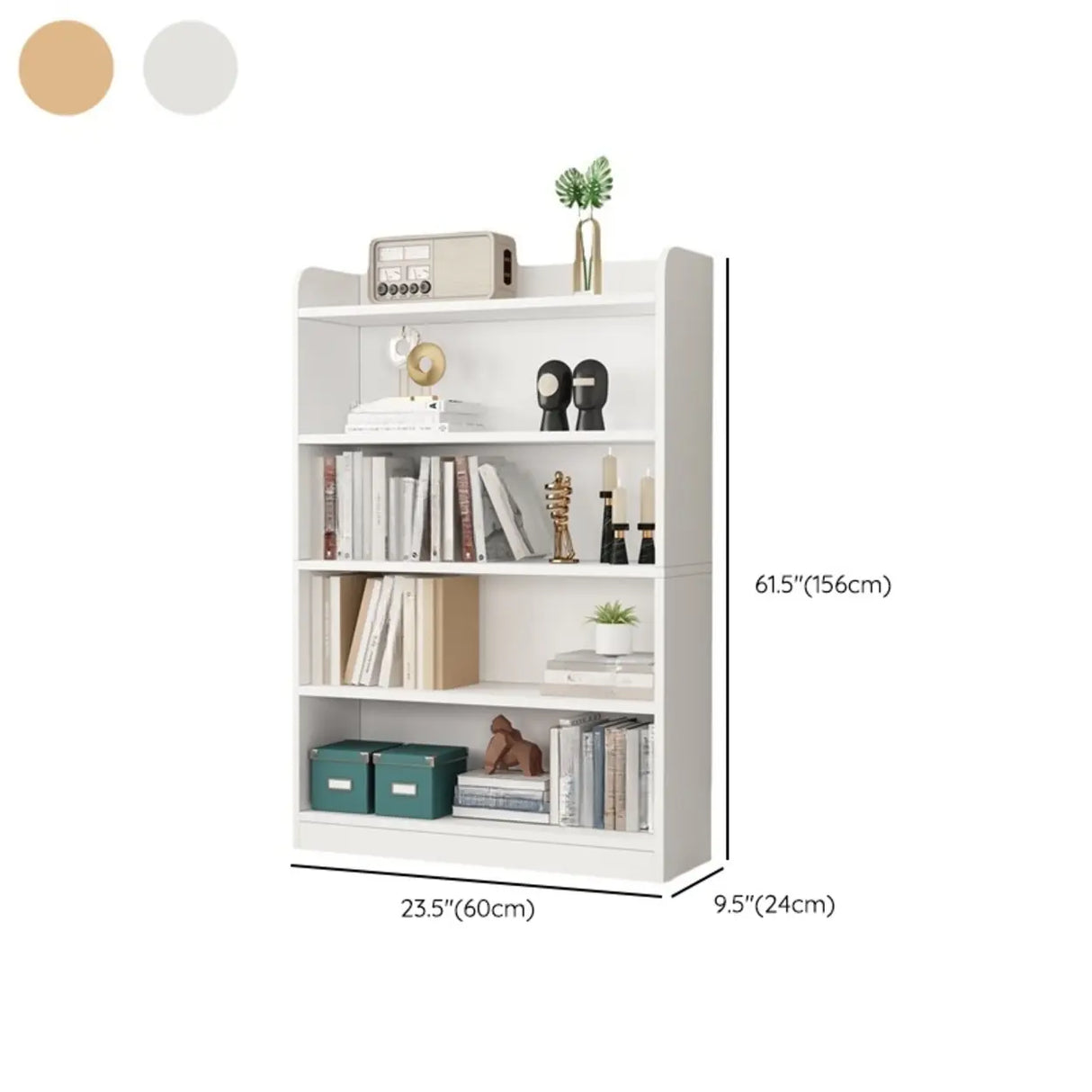 Simple White Vertical Wooden Small Storage Bookcase Image - 31