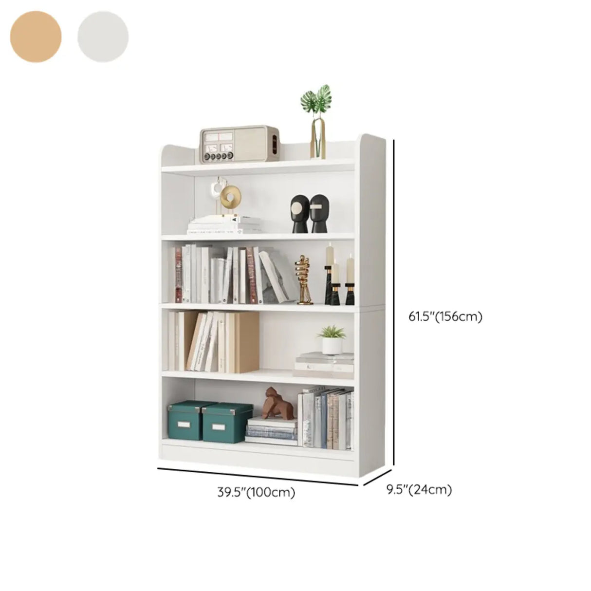 Simple White Vertical Wooden Small Storage Bookcase Image - 33