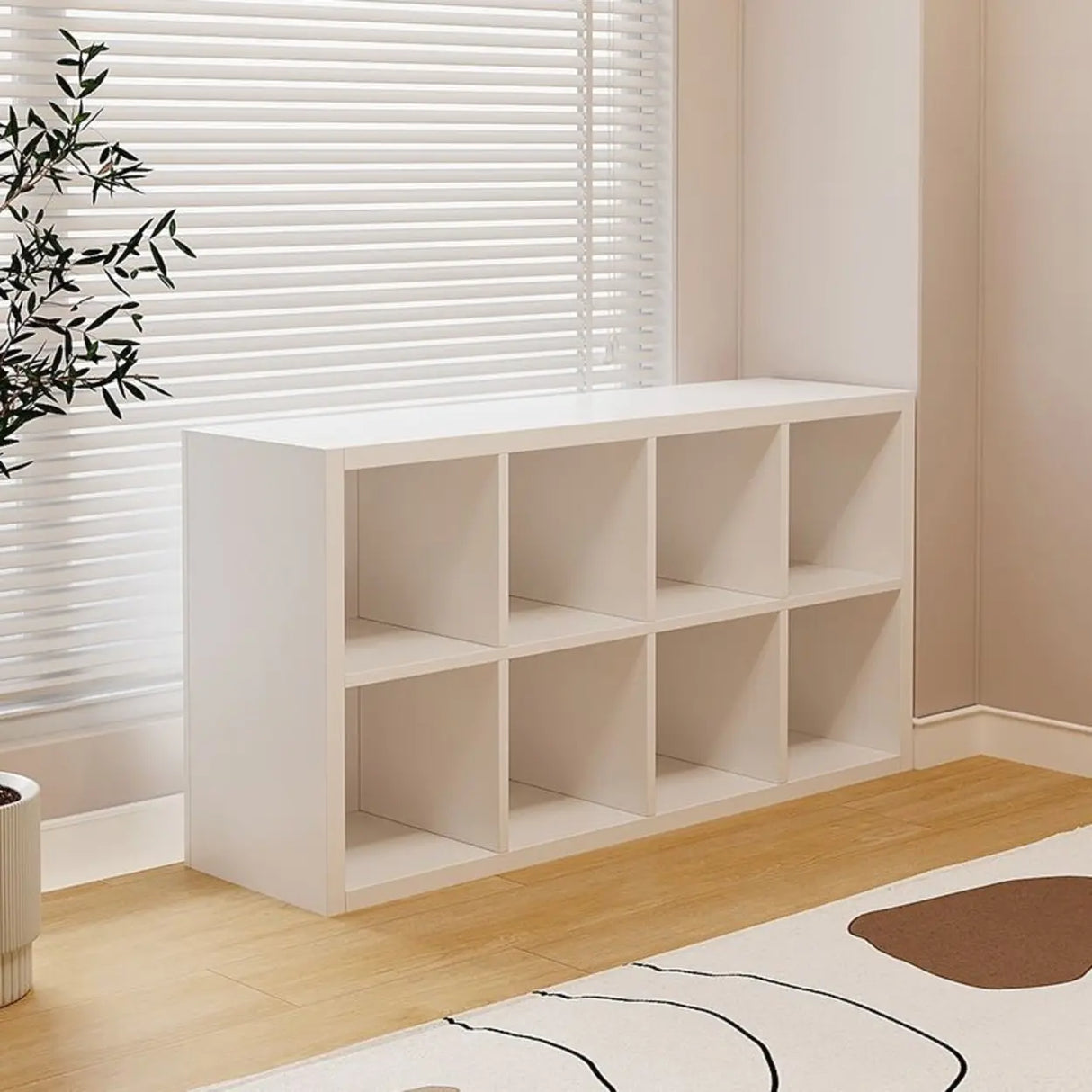 Simple White Wooden Rectangle Small Storage Bookcase Image - 6