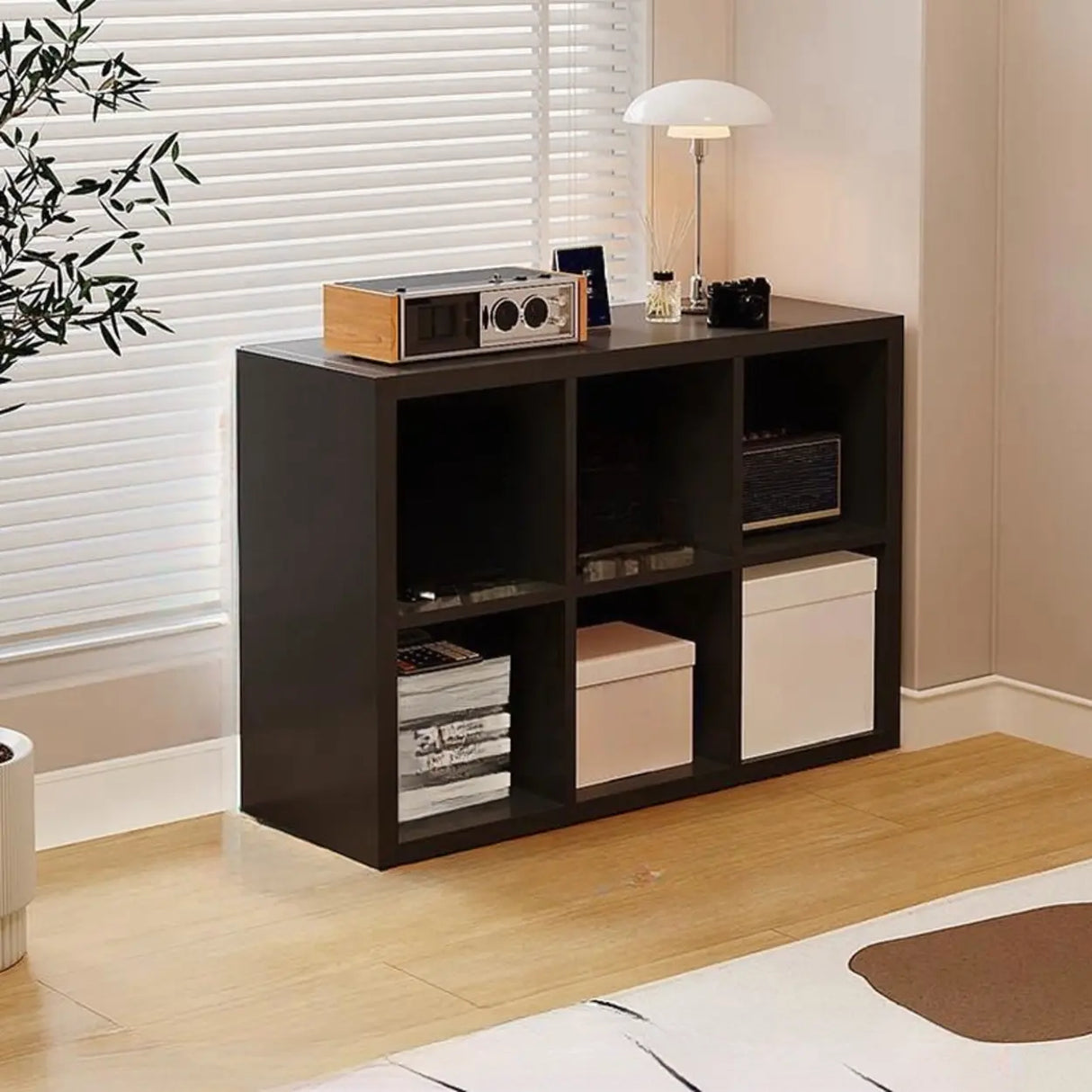 Simple White Wooden Rectangle Small Storage Bookcase Image - 7