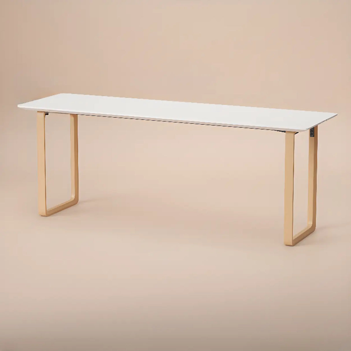 Simple White Wooden Rectangular Sledge Writing Desk Image - 11