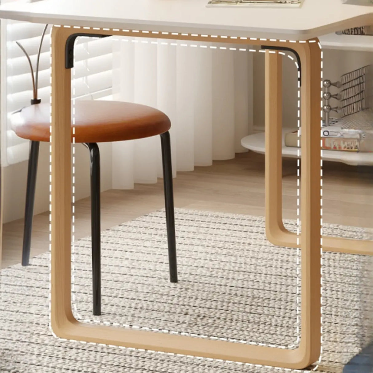 Simple White Wooden Rectangular Sledge Writing Desk Image - 14