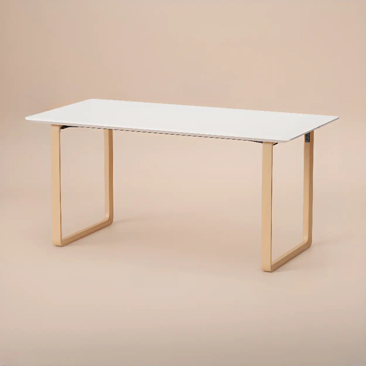 Simple White Wooden Rectangular Sledge Writing Desk Image - 18