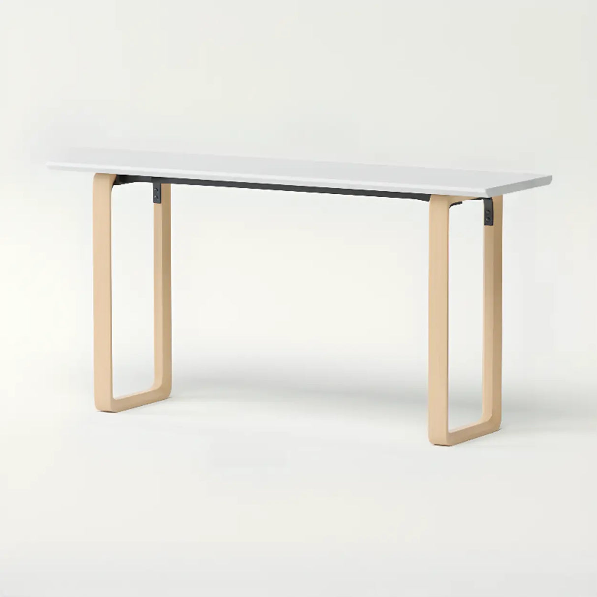 Simple White Wooden Rectangular Sledge Writing Desk Image - 21