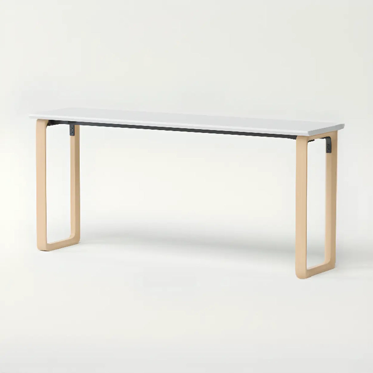 Simple White Wooden Rectangular Sledge Writing Desk Image - 22