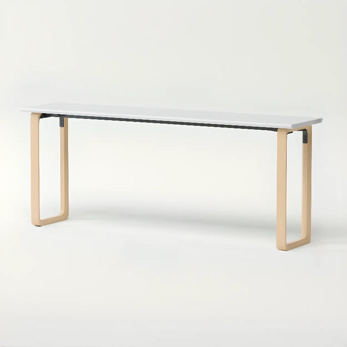 Simple White Wooden Rectangular Sledge Writing Desk Image - 23