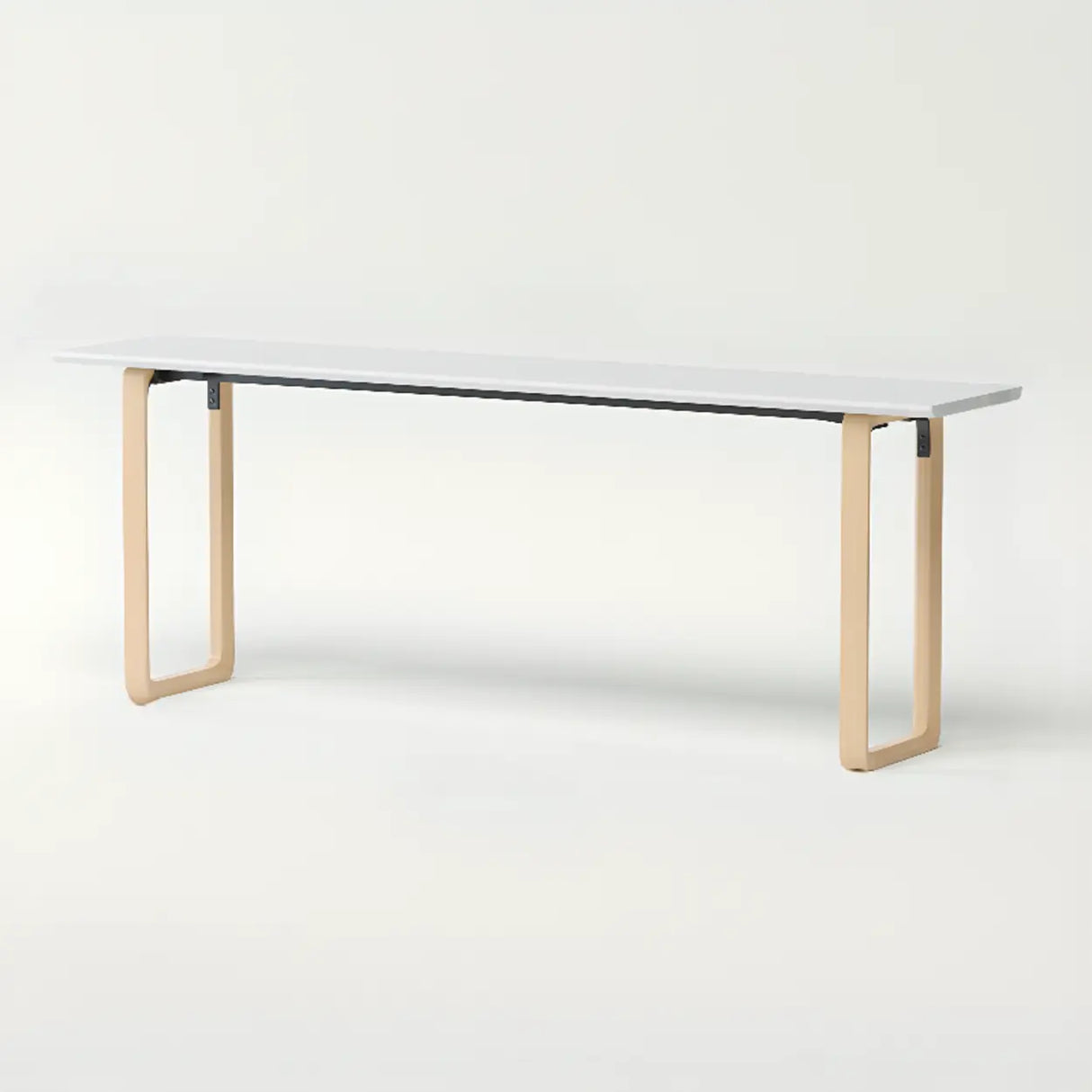 Simple White Wooden Rectangular Sledge Writing Desk Image - 24