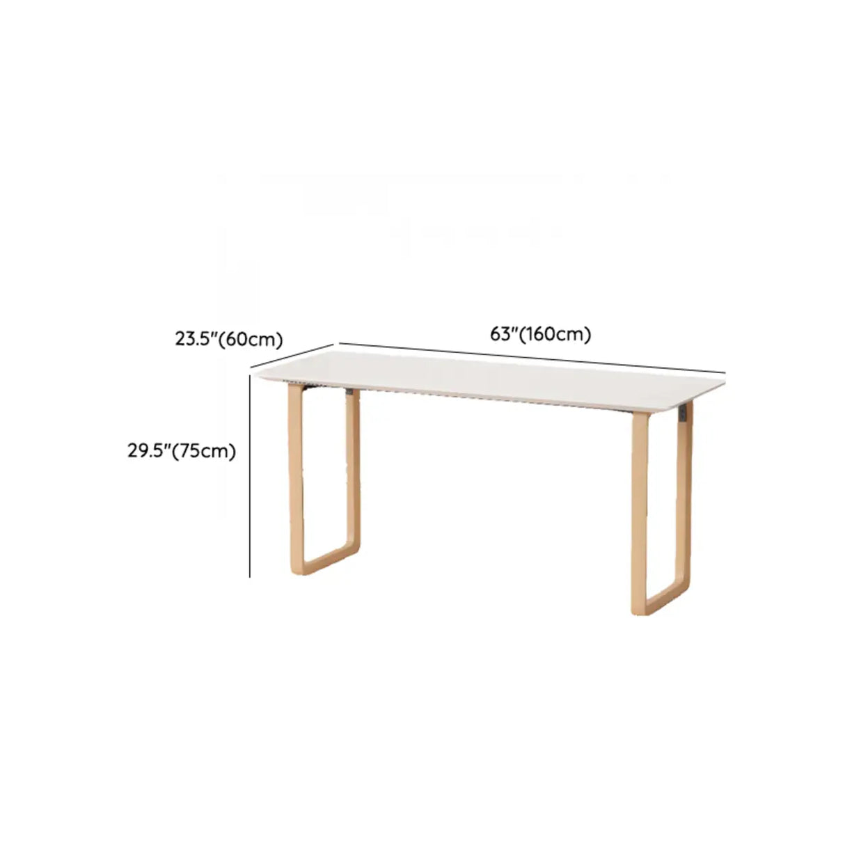 Simple White Wooden Rectangular Sledge Writing Desk Image - 28