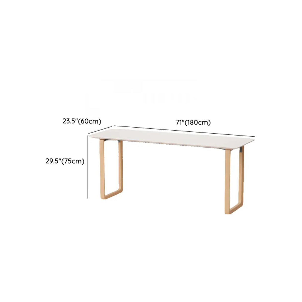 Simple White Wooden Rectangular Sledge Writing Desk Image - 29