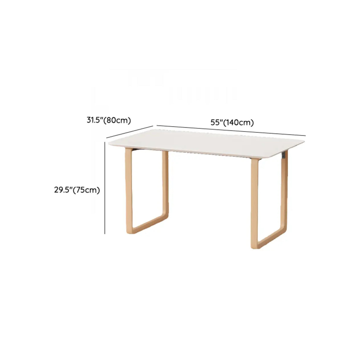 Simple White Wooden Rectangular Sledge Writing Desk Image - 32