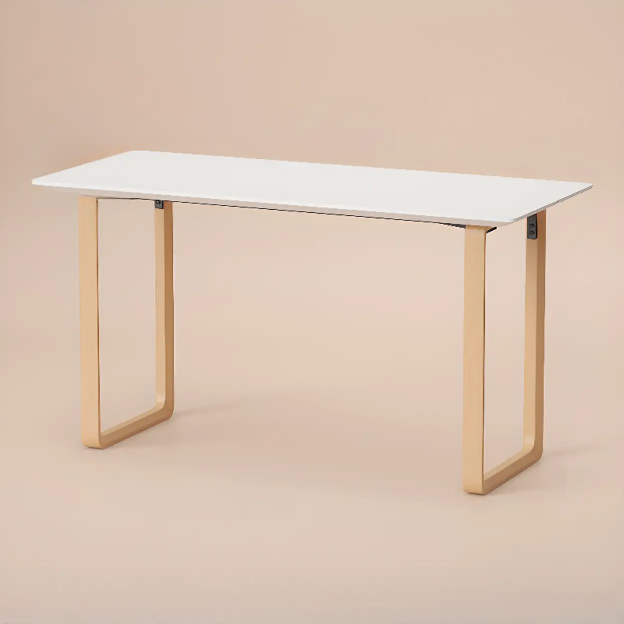 Simple White Wooden Rectangular Sledge Writing Desk Image - 5