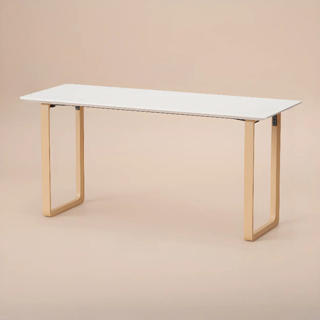 Simple White Wooden Rectangular Sledge Writing Desk Image - 7