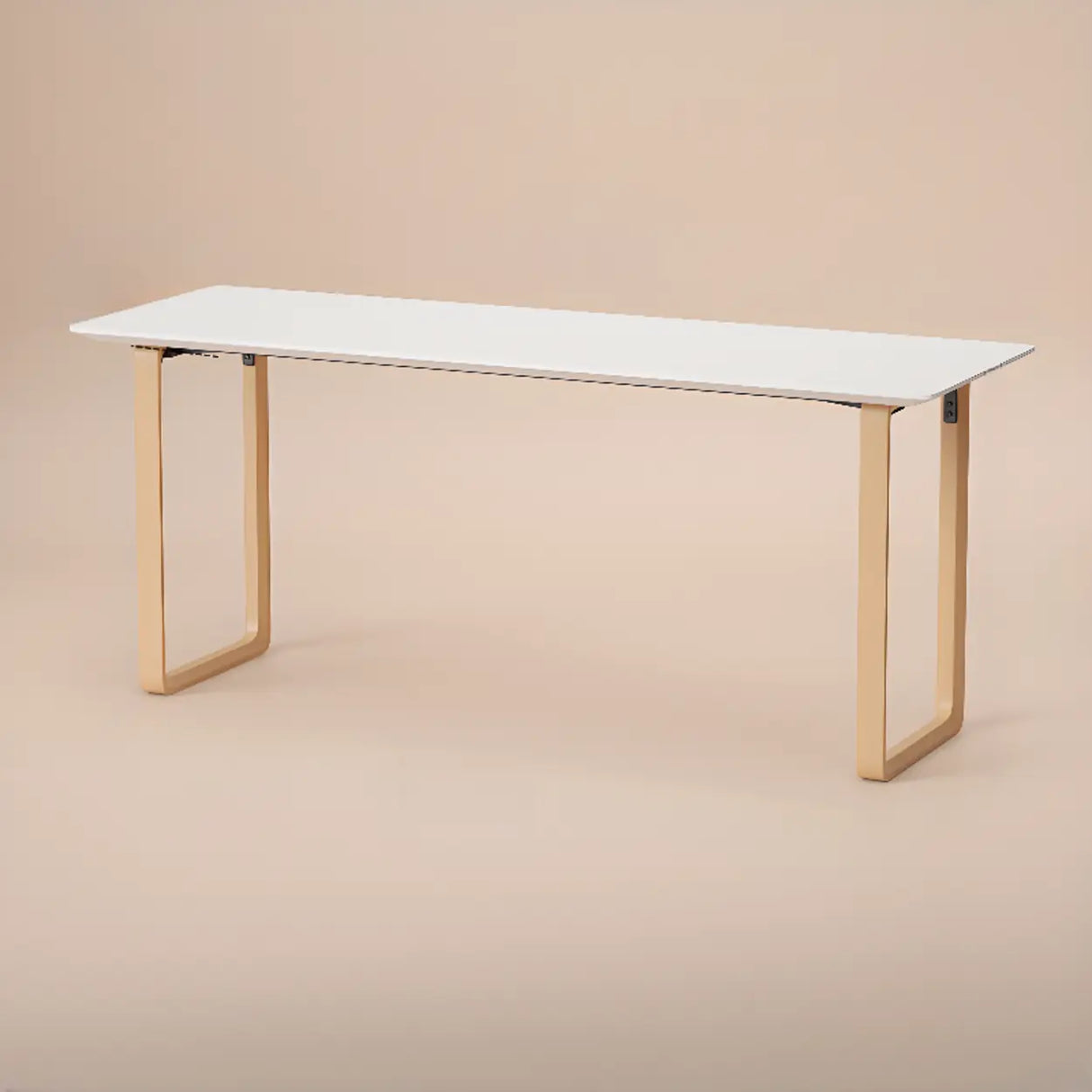 Simple White Wooden Rectangular Sledge Writing Desk Image - 9