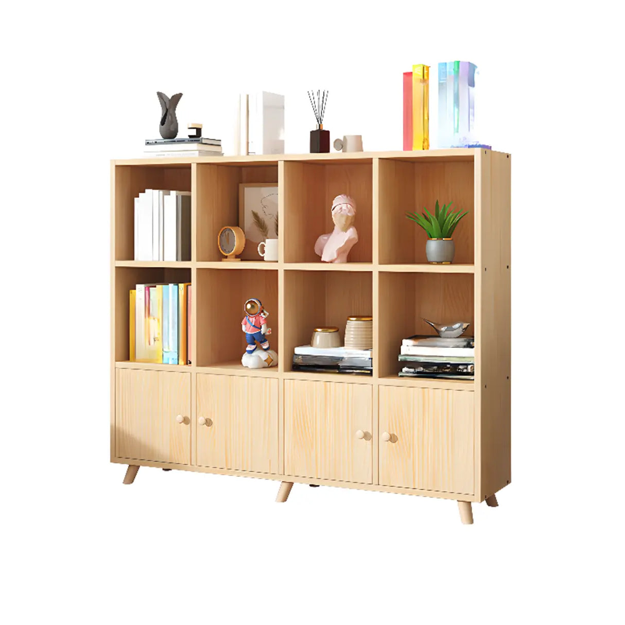 Simple Wood Closed Back Horizontal Organizer Bookcase Image - 12