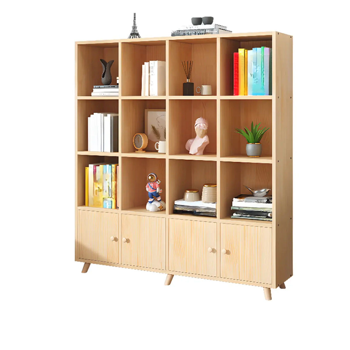 Simple Wood Closed Back Horizontal Organizer Bookcase Image - 14