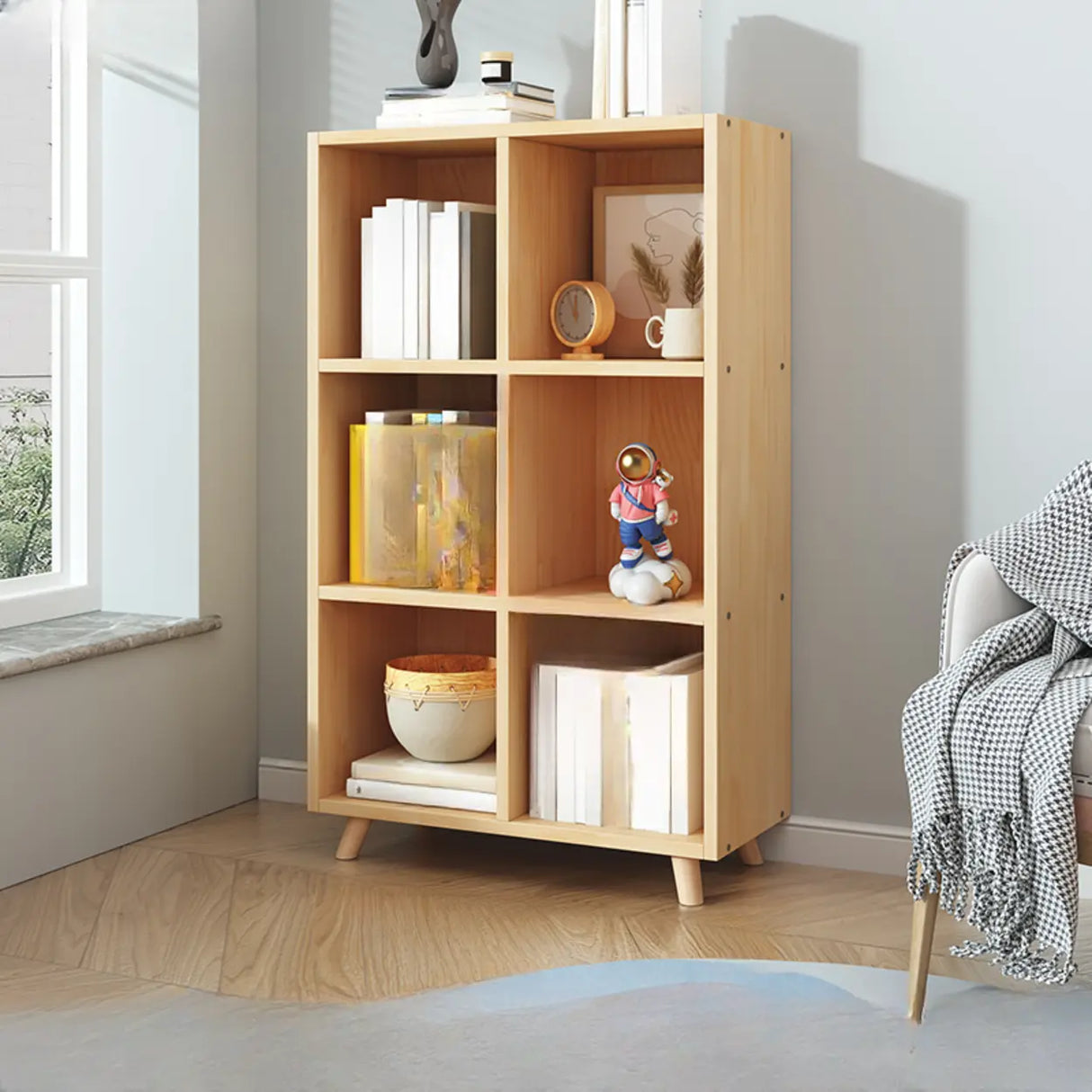 Simple Wood Closed Back Horizontal Organizer Bookcase Image - 17