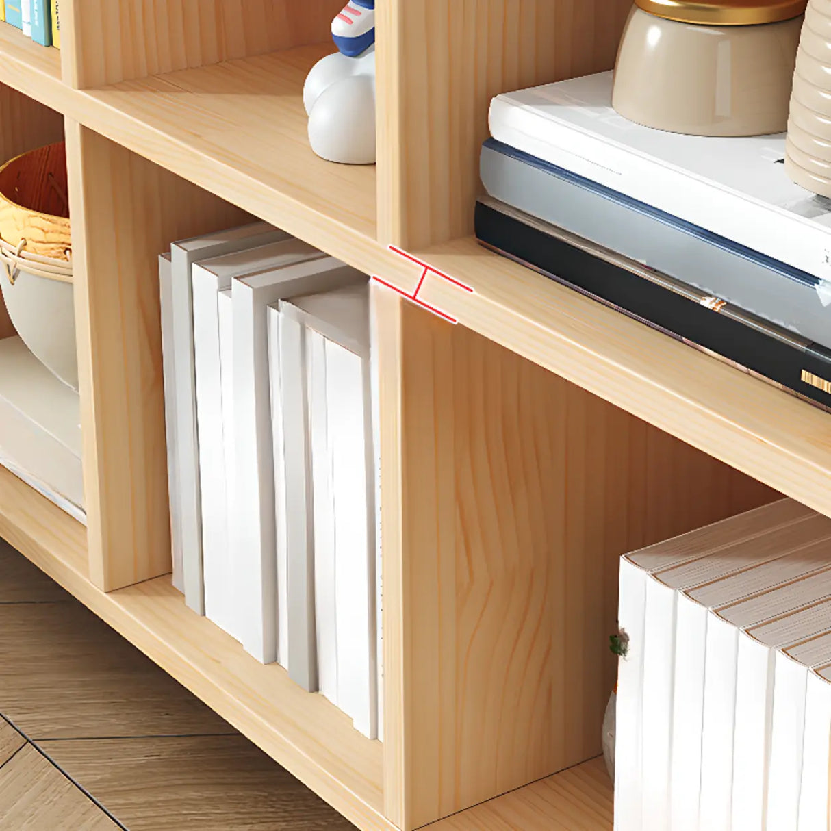 Simple Wood Closed Back Horizontal Organizer Bookcase Image - 19