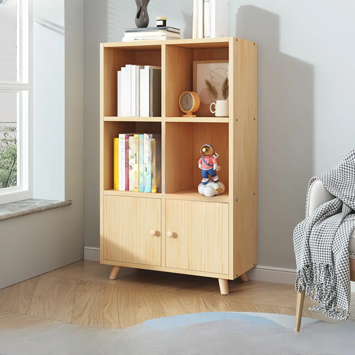 Simple Wood Closed Back Horizontal Organizer Bookcase Image - 20