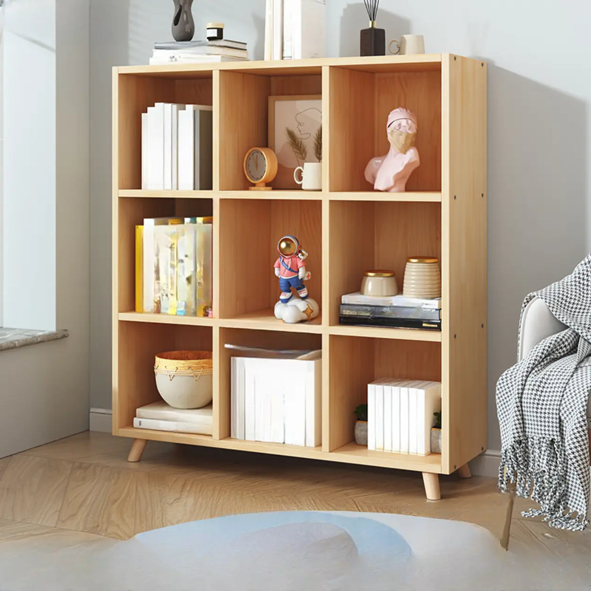 Simple Wood Closed Back Horizontal Organizer Bookcase Image - 22