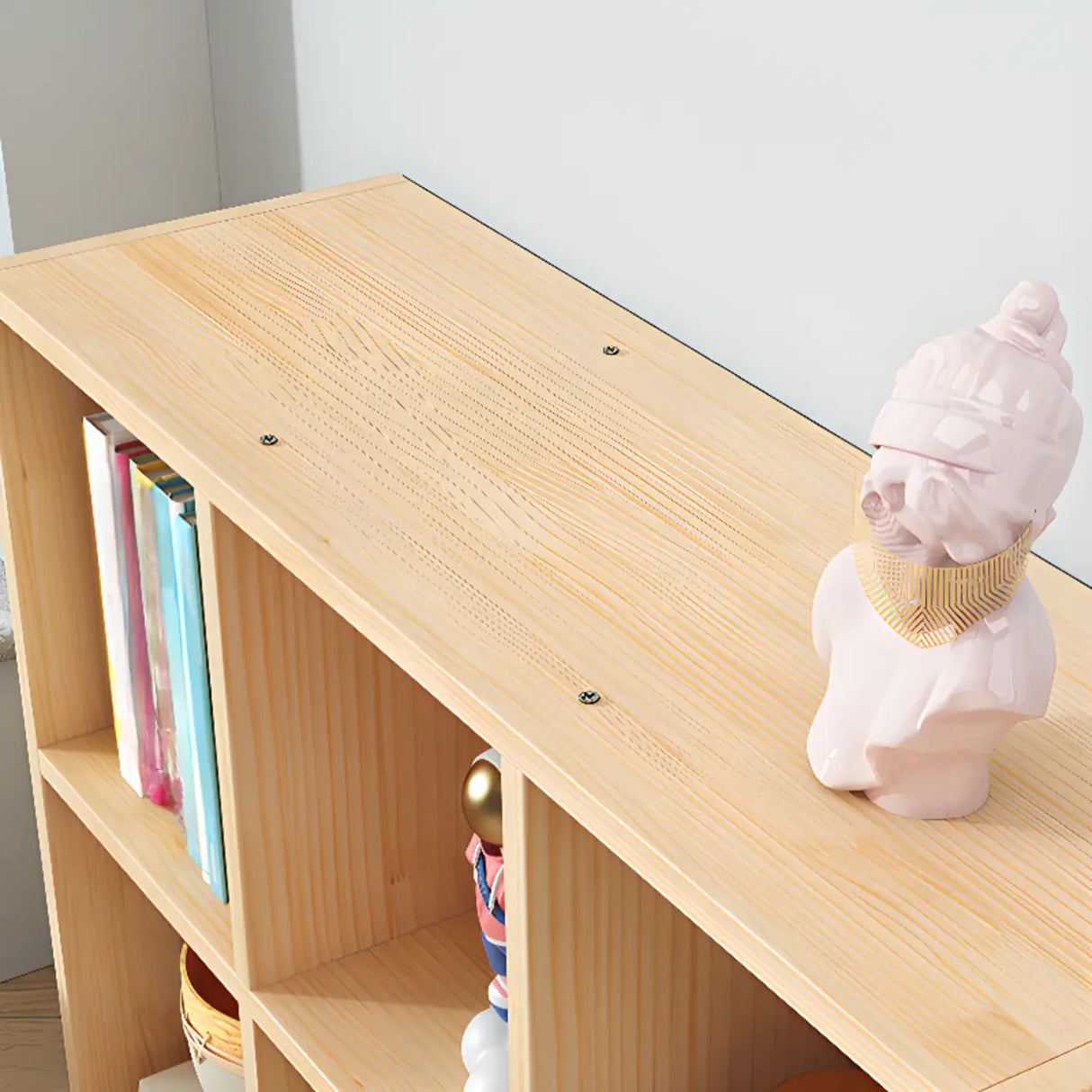 Simple Wood Closed Back Horizontal Organizer Bookcase Image - 23