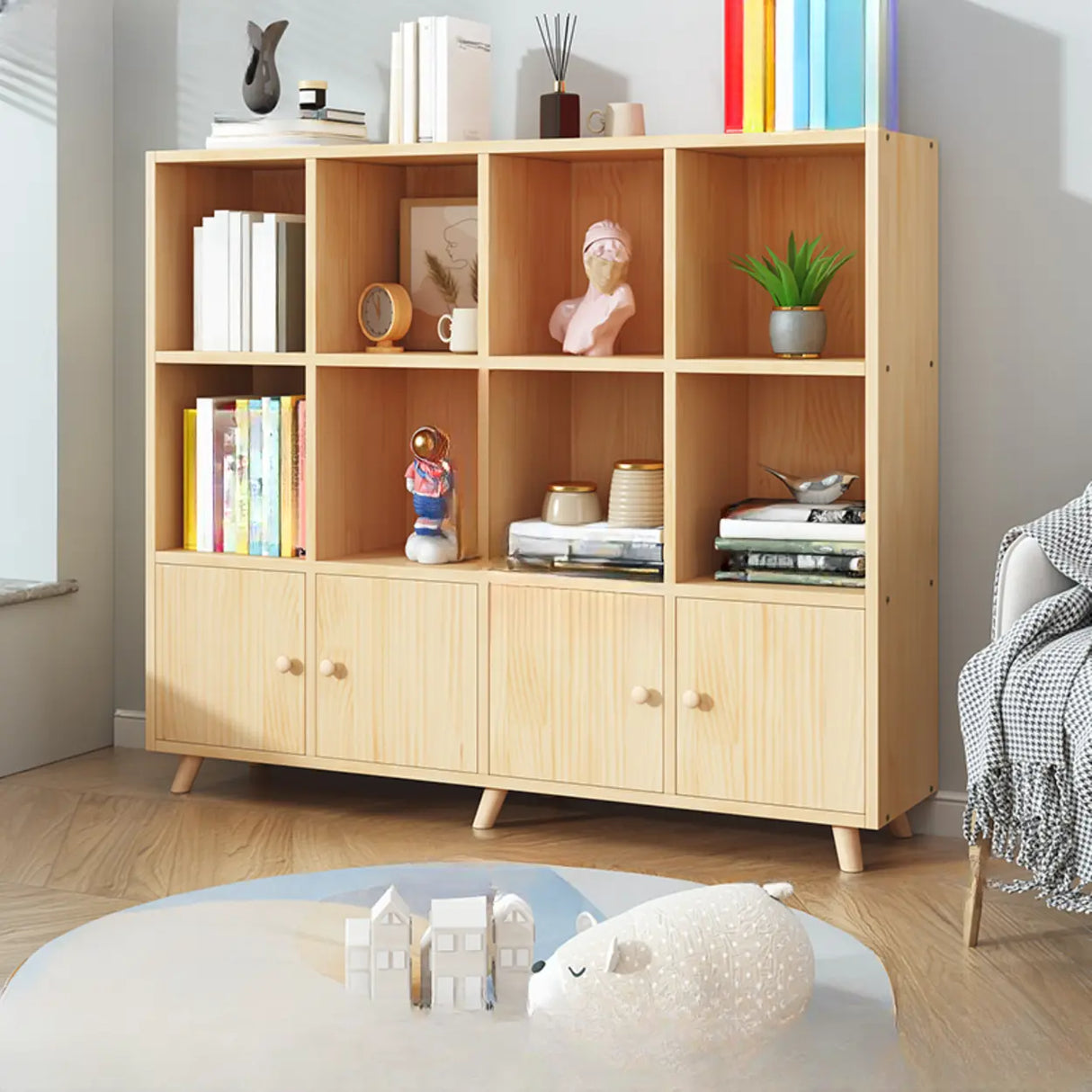 Simple Wood Closed Back Horizontal Organizer Bookcase Image - 25
