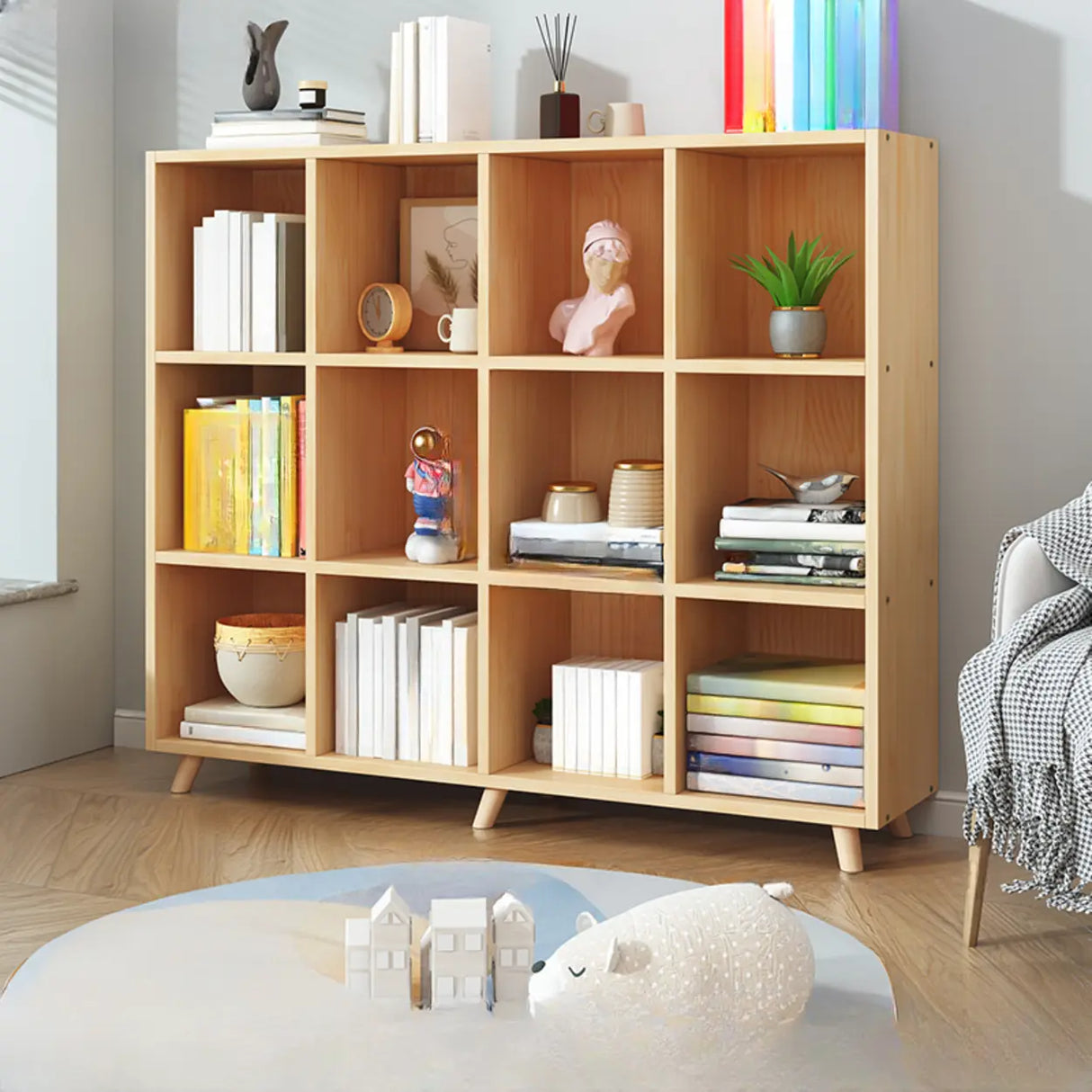 Simple Wood Closed Back Horizontal Organizer Bookcase Image - 26